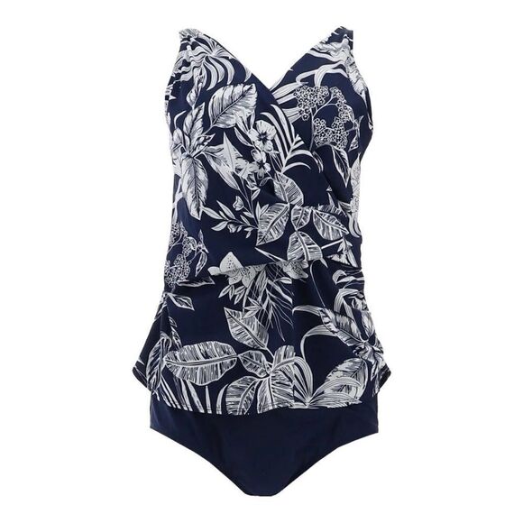 Denim & Co. Beach V-Neck Tankini with Brief - Picture 4 of 6